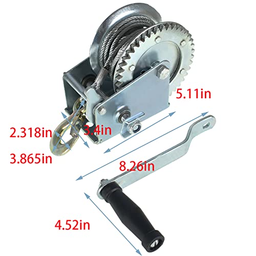Winche manual para barco 1600lbs con cable de 10m miniatura 2