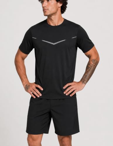 Image of 5 Pack Men's Active Quick Dry Crew Neck T Shirts | Athletic Running Gym Workout Short Sleeve Tee Tops Bulk