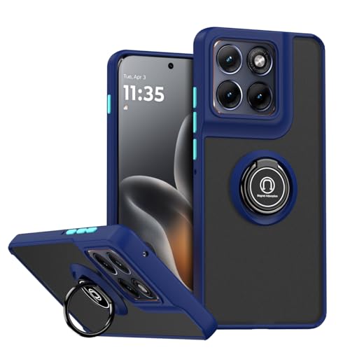 Image of QUIETIP Case for Motorola Edge 70 Fusion,Magnetic Ring Car Stand Silicone Translucent Matte Drop Protection Cover,Blue