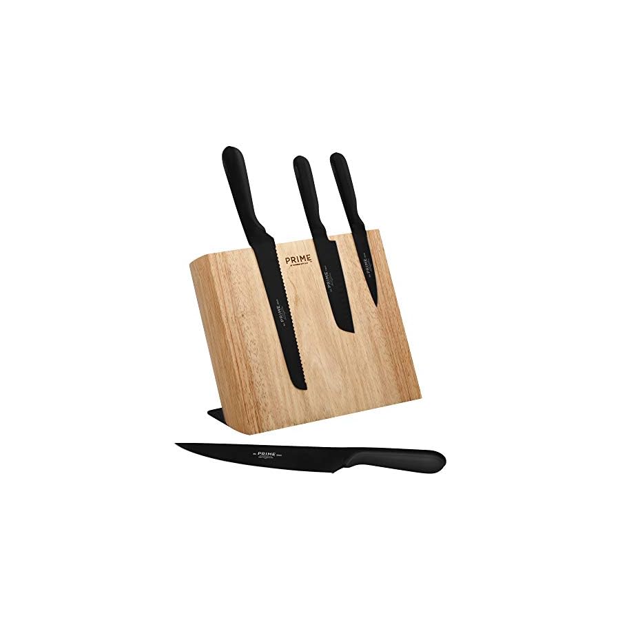 Chicago-Cutlery-Prime-5Pc-Magnetic-Wood-Block-Set-German-MOV-Stainless-Steel-Blades-Black-Beech Chicago Cutlery Prime 5Pc Magnetic Wood Block Set, German MOV Stainless Steel Blades, Black, Beech