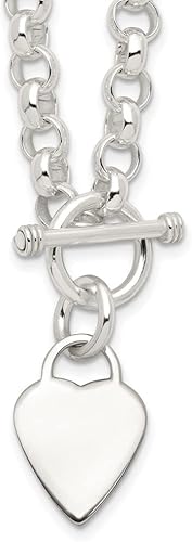 Collar de plata de ley 925 grabable con disco de corazón en eslabones de cadena de palanca dije de amor joyería fina para mujer regalos para ella