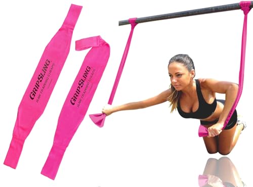 GripSling Raw Training Straps for Bodyweight Strength Training and Calisthenics Exercise, Fitness, and More - Perfect for Home, Gym, Traveling, and Outdoor Workouts- 2 Piece Handles - Hot Pink