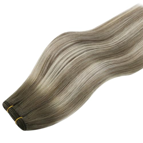 Image of Full Shine 20 Inch Weft Hair Extensions 105G Ash Brown To Blonde Silky Hair