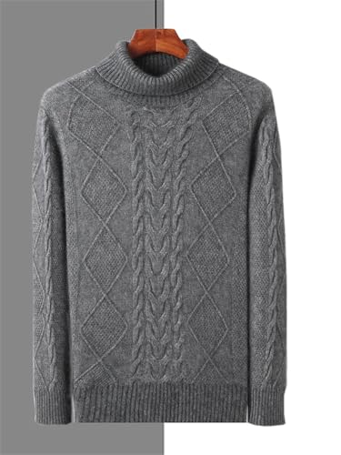 Men’S Thick Cashmere Turtleneck Pullover Sweater Cable Knit Warm Casual Business Style Long Sleeve Jumper Top4
