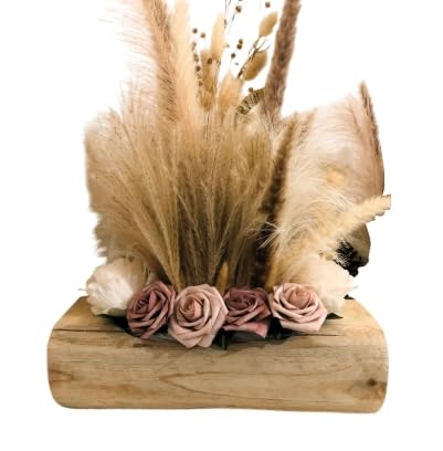 Décoration en bois pampas fleurs séchées idée cadeau crémaillère
