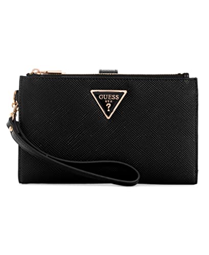 Guess Laurel Portefeuille à Double Fermeture éclair, Organiseur Femme, Noir, Taille Unique