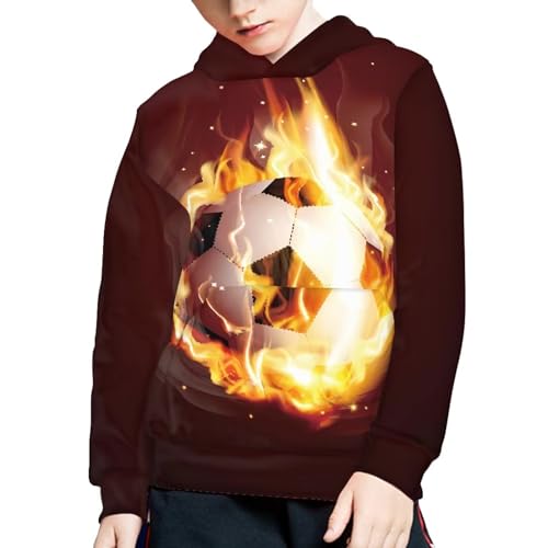 Boys Girls Fleece Hoodies Plush Pullover Hoodie Casual Fire Soccer Hooded Sweatshirts with Pocket for Age 6-16 Kids4