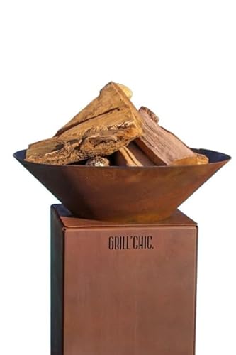 AUVERGNAT Simple Cuve Corten - Bol à feu rond - Sans rangement bois - Parfait pour une atmosphère chaleureuse et minimaliste
