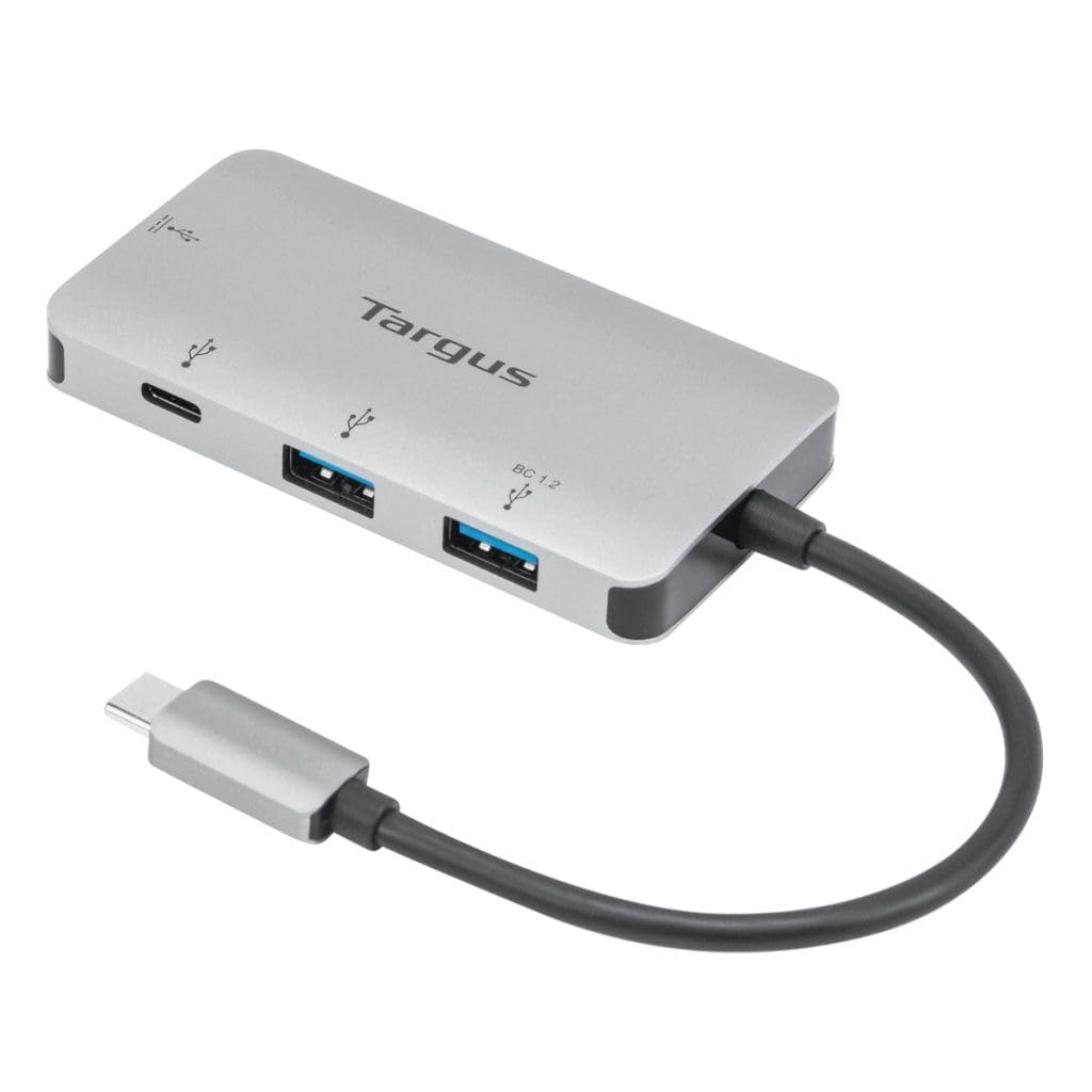 Targus - Hub multi-porta USB-C con 2 porte USB-A e 2 porte USB-C con pass-passante da 100 W, grigio (ACH228EU)