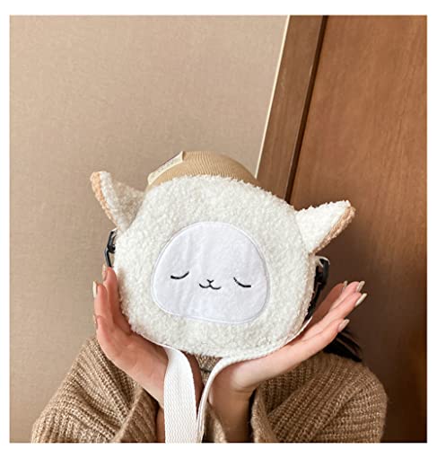 Plushie Crossbody Bag Japanese Kawaii Cat Shoulder Purse Stuffed Handbag Fluffy Lamb Like Black Shoulder Bags2