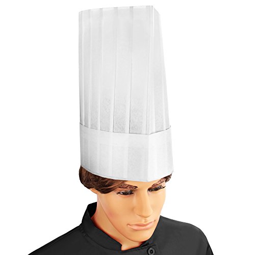 New Star Foodservice 32253 Disposable Non Woven Flat Chef Hat, 12-Inch, White, Set of 10