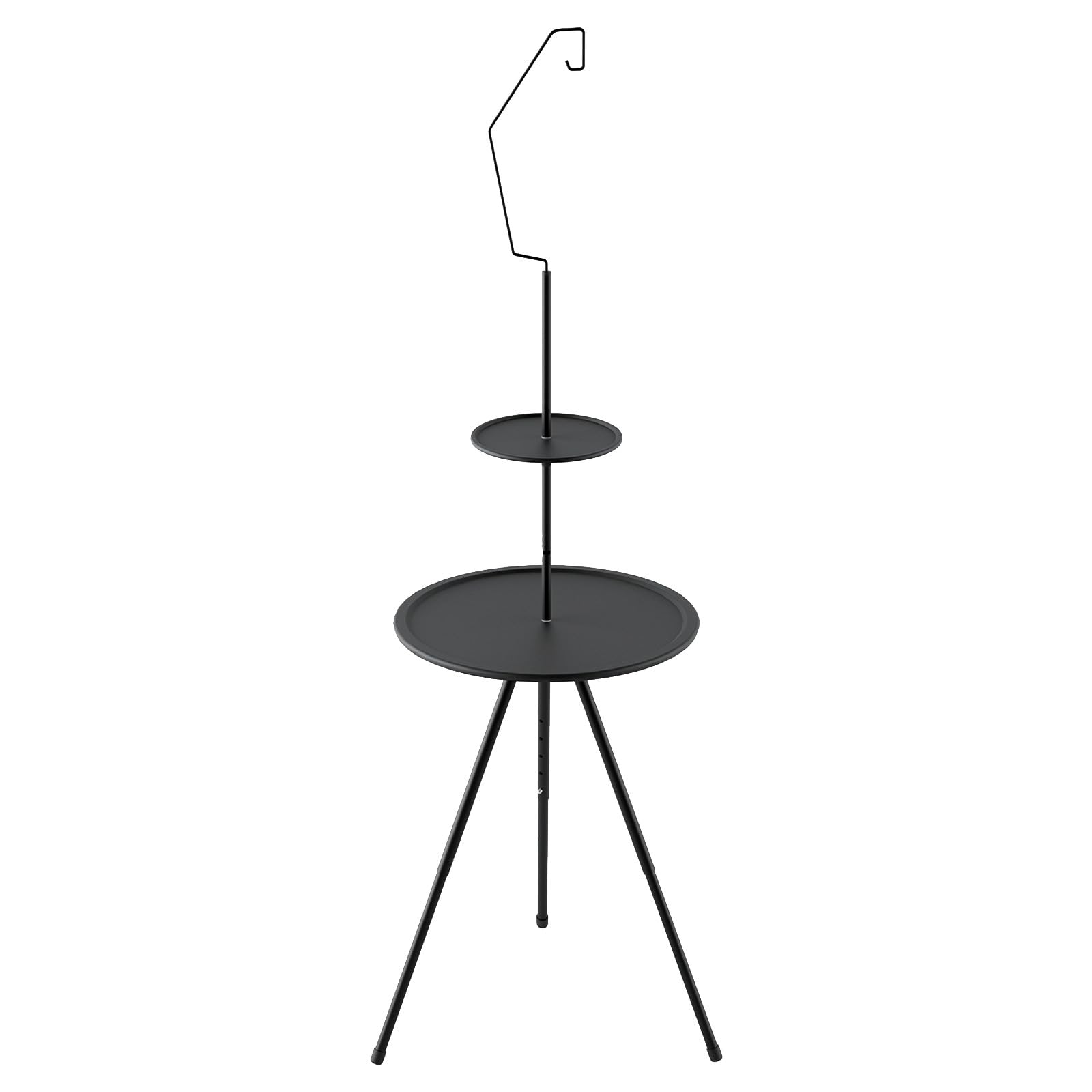 Portable Camping Table,Foldable&Liftable Round Camping Table,Small Light weight Double layer Outdoor Table with Light Rack,for Beach,Tailgating,