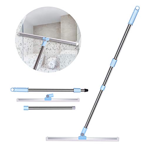 Nakelulu Escobilla de Goma de 50 cm Pare Suelo, Escoba de Goma con Mango 130cm Ajustable, Enjugador de Ducha de Alta Resistencia para Cuartos Húmedos, Azulejos, Baño, Suelos, Ventanas