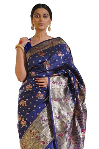 Image of Subham Women Saree Soft Silk Cotton Banarasi | Polished Professional Daily Wear Sari with Blouse fabric