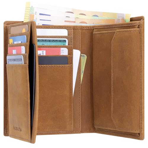 KORUTA Leder Geldbörse Herren mit RFID Schutz I Portemonnaie Groß mit Münzfach I 13 Fächer I Echtleder Geldbeutel für Männer I Brieftasche… – Ansicht 1