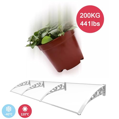 Auvent de porte d'entrée extérieur polycarbonate 60x200 abri soleil - 3