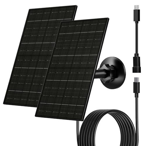 Image of FUTUREZEN 6W Solar Panel for Security Camera, USB-C/Micro USB, Black 2 Pack