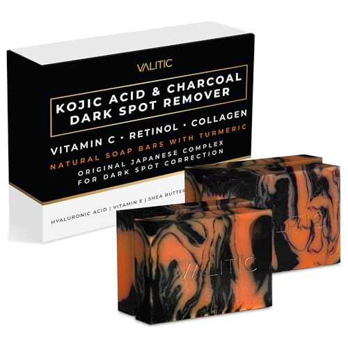 VALITIC Charcoal Kojic Acid Turmeric Black Soap Bar Dark Spot ...