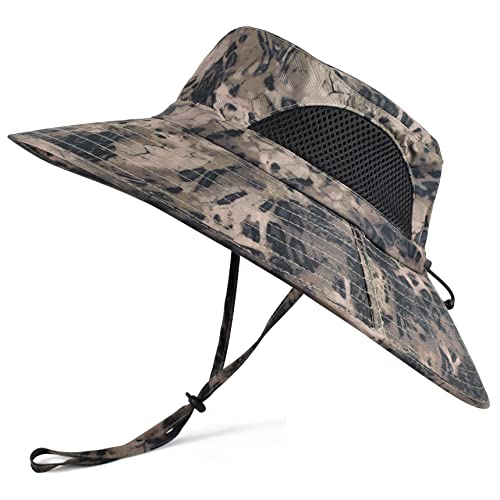 Image of Wide Brim Sun Bucket Hat, Waterproof Boonie Hat for Men & Women | UPF 50+ UV Protection, Adjustable Fit, Chin Strap & Sweatband, Foldable Durable for Fishing Hiking Garden Beach