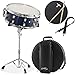 Ashthorpe Snare Drum Set with Remo Head (Blue) - Student Beginner Kit with Stand, Padded Gig Bag, Practice Pad, Neck Strap, and Sticks