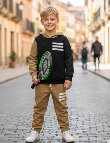 Image of Toddler Boy Clothes Long Sleeve Hoodie Sweatsuits Tops and Pants 2Pcs Boys Fall Winter Outfits Set