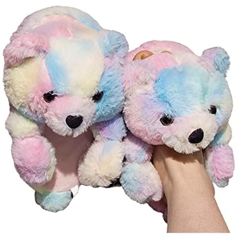 Itoyx Breathable Home Reusable Indoor Fluffy Slides Bear Fuzzy Breathable Lightweight Decorative Open Toe Sandals Cover
