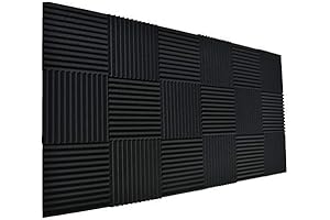 24 Pack Black 1" x 12" x 12" Acoustic Wedge Studio Foam...