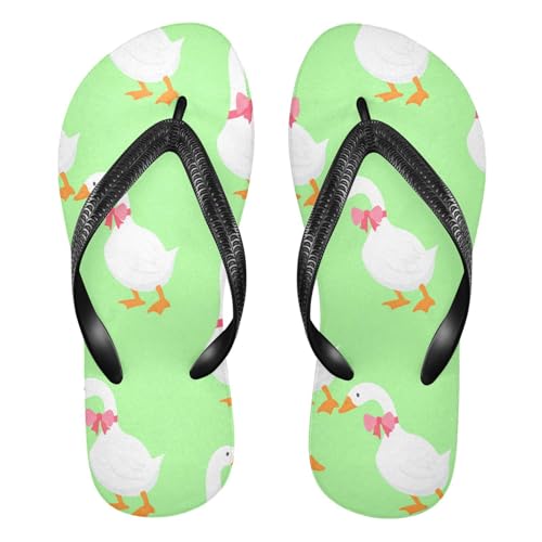 Bow Goose Green Flip Flops for Beach Thong Sandals Anti-slip Lightweight Beach Slippers for Travel Summer Outdoor