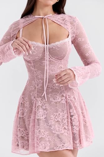 Sexy Corset Dress Lace Strap Dress Floral Dress Long Bell Sleeve Cover Up Skater Dresses Cocktail Dresses2