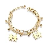 SYAVR Pulsera Colgante de Acero Inoxidable para niño y niña de Bricolaje, Pulsera grabada de Doble Capa