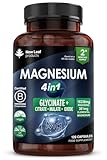 Magnesium Glycinate 4-in-1 Complex 1836mg – 381mg Elemental Per Serving – High-Strength Magnesium with Bisglycinate, Citrate, Malate, Oxide – 120 Vegan Capsules – UK Manufactured by New Leaf