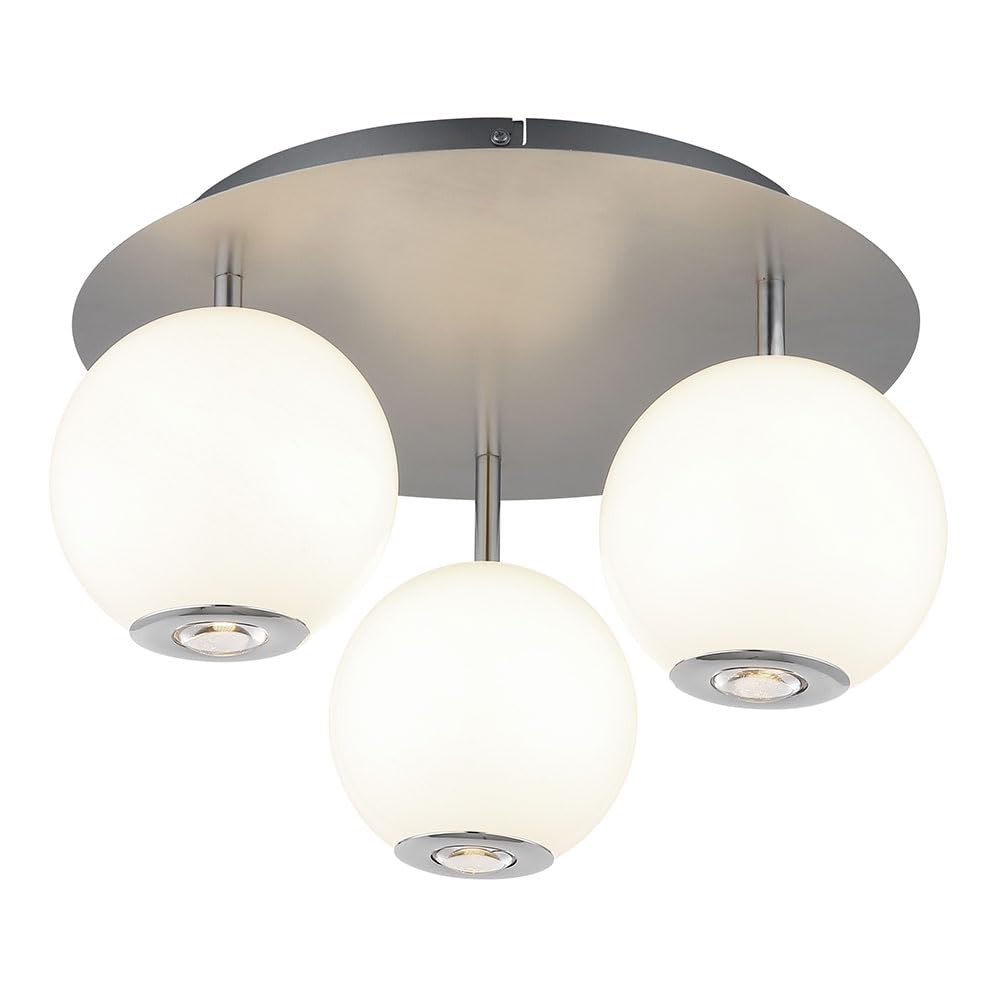 Deckenleuchte Deckenlampe Wohnzimmerleuchte grau opal 3 flammig CCT LED D 42 cm