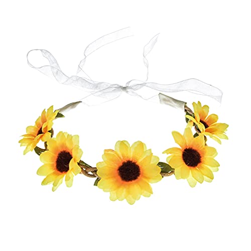 Ddazzling Baby Girls Boho Floral Crown Wreath Flower Girls Wedding Outfits Princess Dress Up Headpiece (Sunflower Yellow) #TOP2