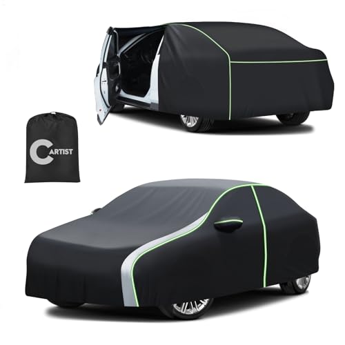 Image of Cartist 420D Car Cover Fits for Kia Forte 2008-2025 2026,All Weather Waterproof Car Covers for Forte Accessories with Zipper Door & Reflective Safety Strips,Sun Rain Snow Dust Uv Protection