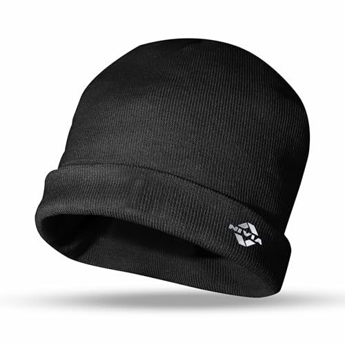 Nivia Cotton Slouchy Beanie & Skull Cap for All Seasons, Unisex, Pack of 1 (Black)
