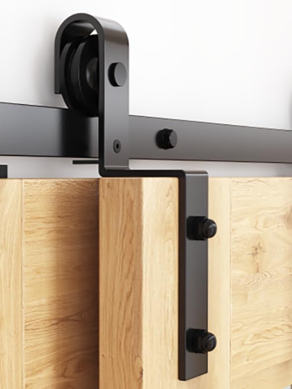 Miniatura 5 de ZEKOO Bypass - Herrajes para puerta de granero  Rodillo resistente para colgar puertas con puente, tapón, guía de suelo y accesorios, fácil