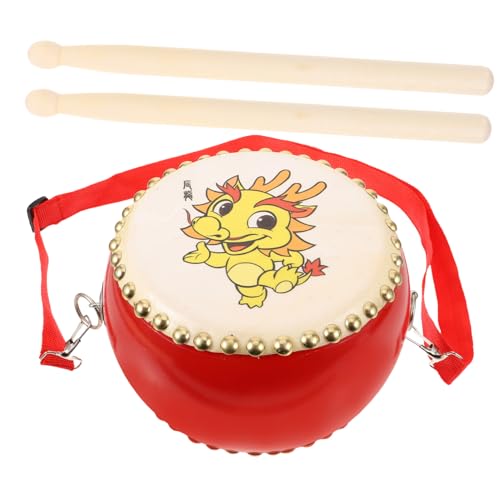 GOOHOCHY 1Set Dragon Pattern Hand Drum for Educational Percussion Instrument with Drumsticks for Early Childhood Learning and Stage Performance