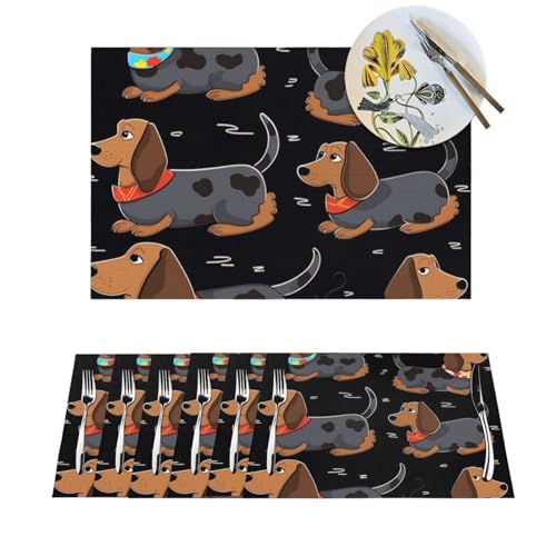 Set de table teckel en vinyle lavable pour repas de cuisine conviviale - 2