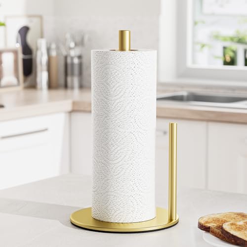 Miniatura 8 de Soporte De Papel Para Rollo De Cocina, Soporte De Papel De Acero Inoxidable Premium Para Rollo De Cocina, Dispensador De Rollo De Encimera Con Una Sola Mano Con Base Ponderada