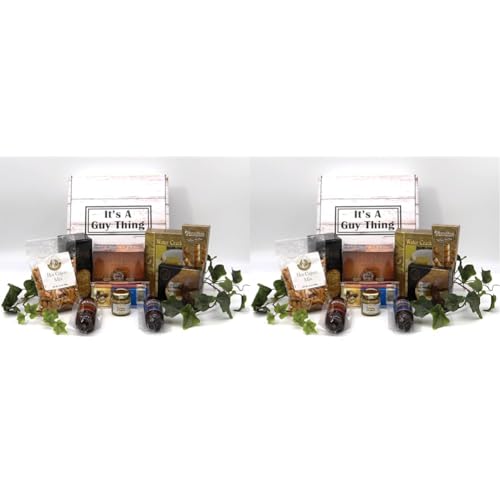 Gift Basket Village It’s A Guy Thing, Gift Basket For Guys with Cheese, Sausage, Crackers and Sweets, 8 Piece Set, Original, 1 Count (Pack of 2)