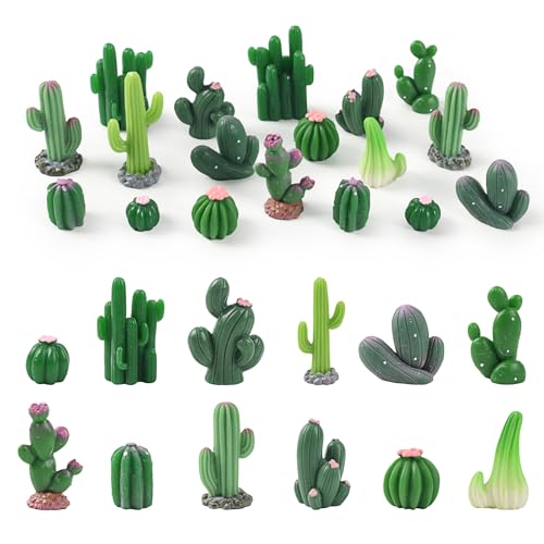 Hanycon 36PCS Miniature Cactus Figurines Mini Artificial Cactus Resin Succulent Plant for Fairy Garden DIY Garden Plant Pot