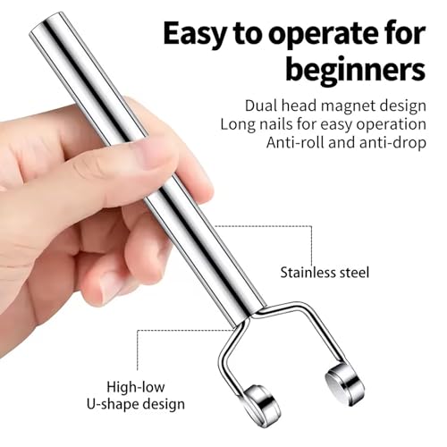 Image of 3 IN 1 Cat Eye Nail Magnet U-Shaped Double Head Magnetic Gel Nail Polish Magnet Pen Magnets For Cat Eye Gel Polish Cat Eye Magnet For Nails Multifunctional Nail Design Tools (Silver)