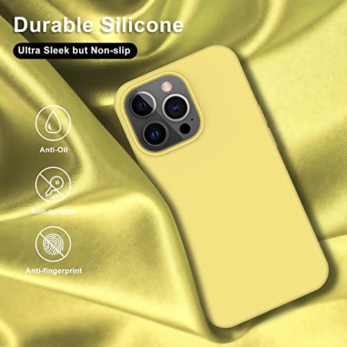 Image of Elzzi Microfiber Candy Case Compatible for iPhone 14 PRO MAX, Shockproof Slim Back Cover Liquid Silicone Case (Yellow)