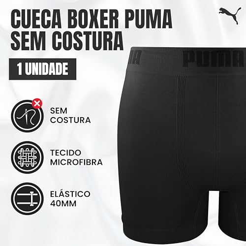 PUMA Cueca Boxer Performance Cós 40MM Microfibra Sem Costura Masculino Adulto, Chumbo Escuro, G