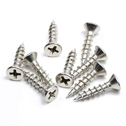 Tornillos para madera Rok Hardware #7 x 3/4" Rosca estándar Phillips Cabeza plana Chapado en níquel S7X34FPCN (1000 piezas) miniatura 3