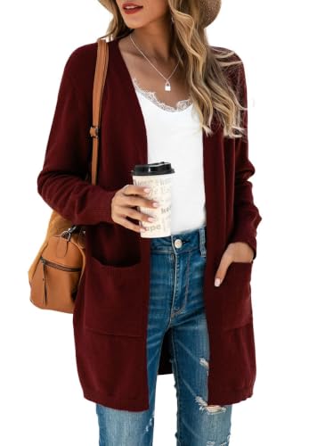 Image of TASAMO Cardigan Sweaters for Women Long Sleeve Open Front Casual Knit Fall Coat Oversized Soft Outwear with Pockets