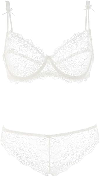 Sexy See Through Unlined Bra Set Floral Lace Plus Size Underwear