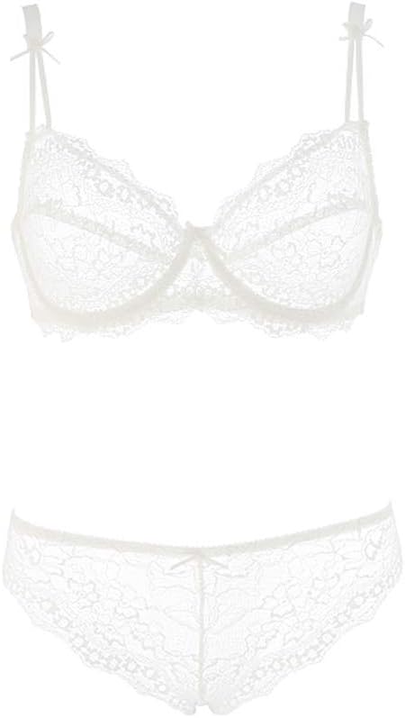 Sexy See Through Unlined Bra Set Floral Lace Plus Size Underwear