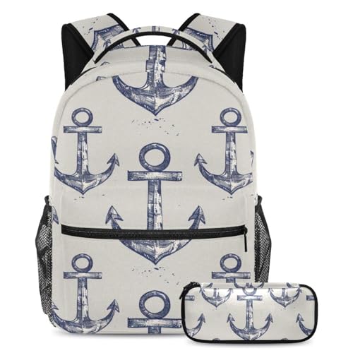 Sac à dos polyvalent motif ancre marine pour les cours et les sorties de week-end