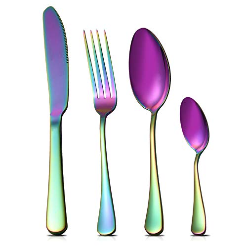 RIELD 16-Piece Essential Flatware Set, Stainless Steel Construction Silverware for 4, Thoughtful Present